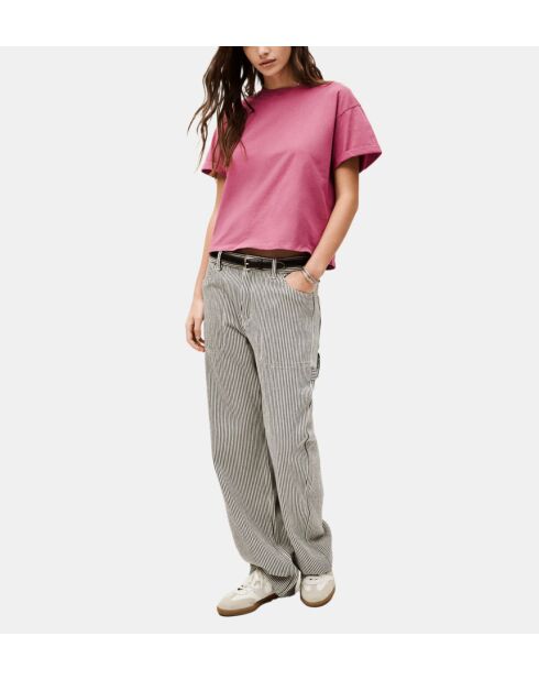 Locker geschnittenes rosafarbenes Baumwoll-T-Shirt Rosie