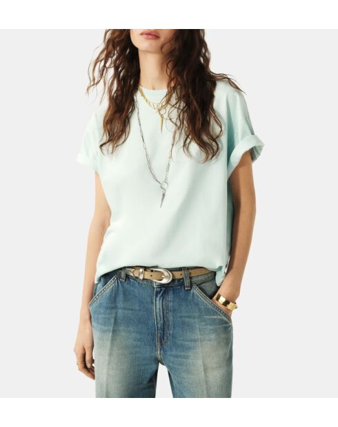 Rosie himmelblaues, locker sitzendes Baumwoll-T-Shirt