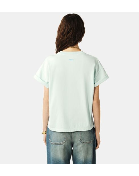 Rosie himmelblaues, locker sitzendes Baumwoll-T-Shirt