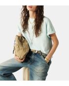 Rosie himmelblaues, locker sitzendes Baumwoll-T-Shirt