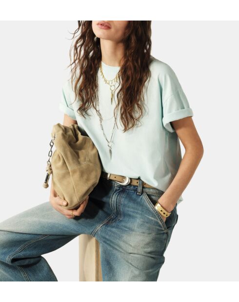 Rosie himmelblaues, locker sitzendes Baumwoll-T-Shirt