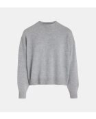 Sean sweater met losse doos, los, grijze wol en kasjmier
