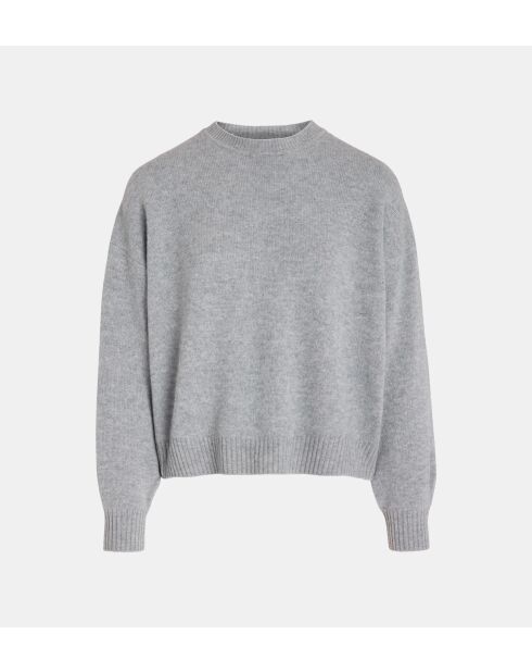 Sean sweater met losse doos, los, grijze wol en kasjmier