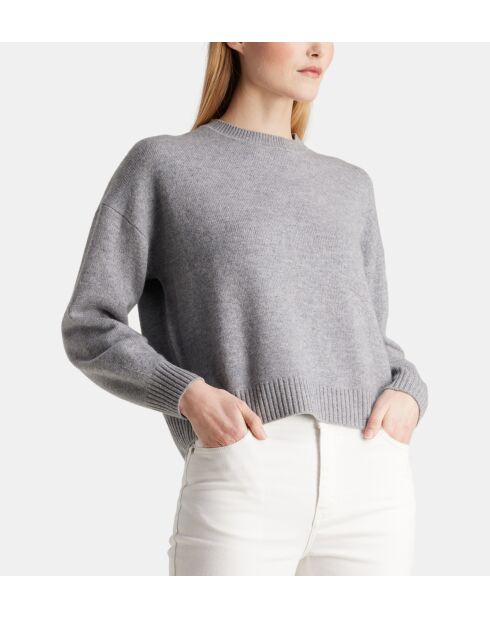 Sean sweater met losse doos, los, grijze wol en kasjmier