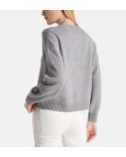 Sean sweater met losse doos, los, grijze wol en kasjmier
