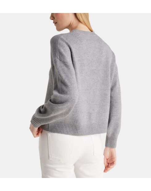 Sean sweater met losse doos, los, grijze wol en kasjmier