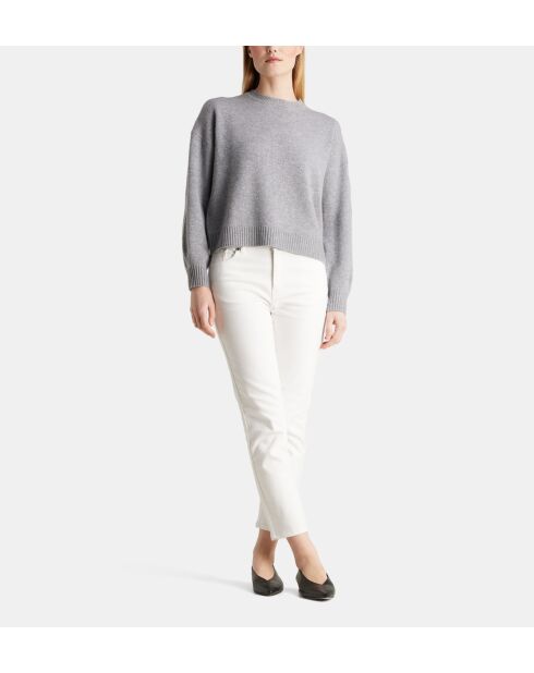 Sean sweater met losse doos, los, grijze wol en kasjmier