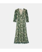 Matsa Midikleid in Khaki mit Grafikprint