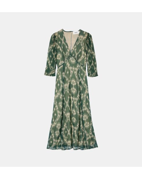 Matsa Midikleid in Khaki mit Grafikprint