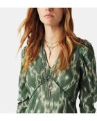 Matsa Midikleid in Khaki mit Grafikprint