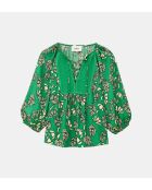 Blusa holgada con estampado floral verde Aura