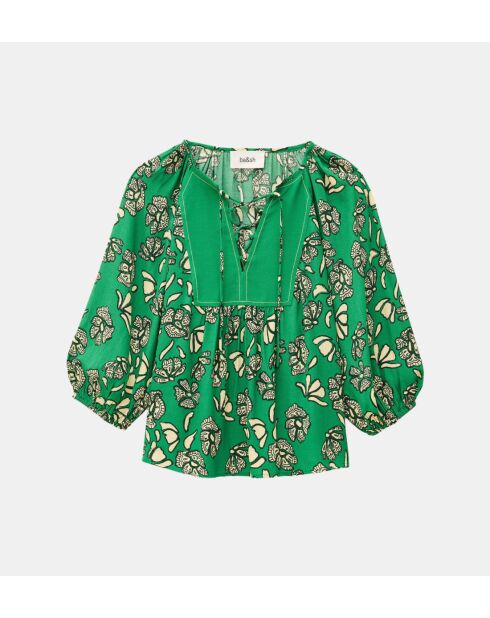 Blusa holgada con estampado floral verde Aura