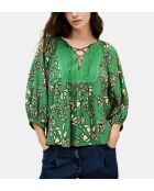 Blusa holgada con estampado floral verde Aura