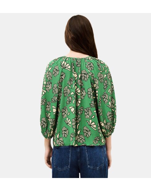 Blusa holgada con estampado floral verde Aura