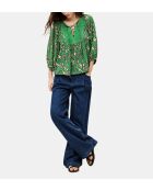 Blusa holgada con estampado floral verde Aura