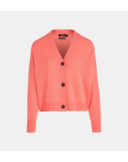 Cardigan court Tabiola laine et cachemire responsable  corail