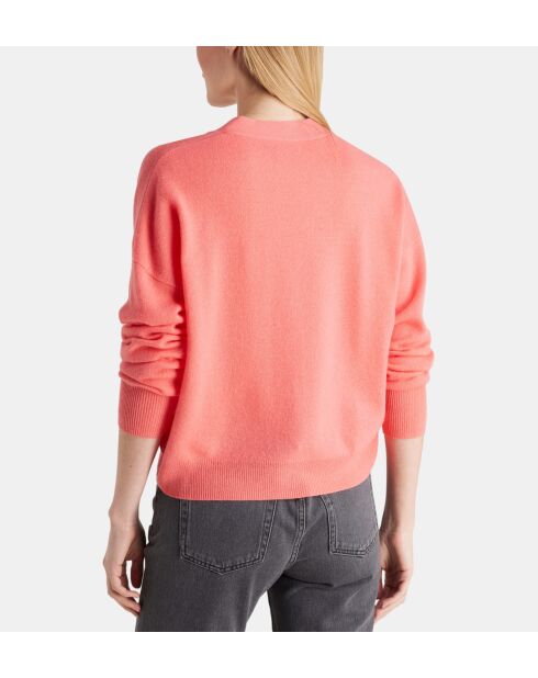 Cardigan court Tabiola laine et cachemire responsable  corail
