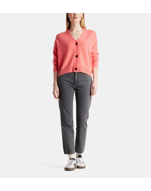 Cardigan court Tabiola laine et cachemire responsable  corail