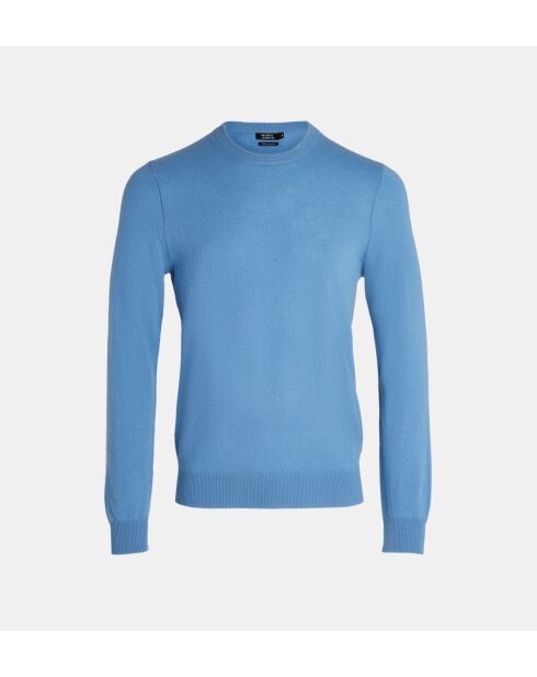 Nachron effen kasjmier trui eendblauw