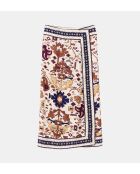 Varper rechte midirok ecru/veelkleurige grafische print