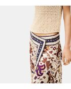 Varper rechte midirok ecru/veelkleurige grafische print