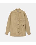 Cadet - Oversized gestreept hemd van beige/ecru katoen