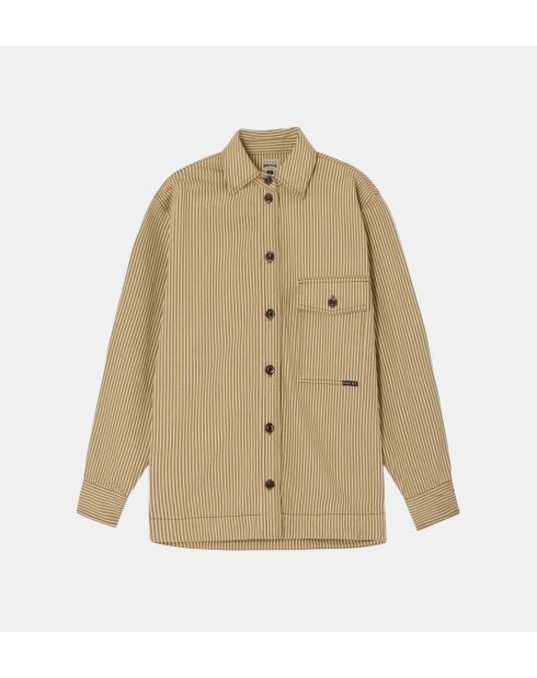 Cadet - Oversized gestreept hemd van beige/ecru katoen