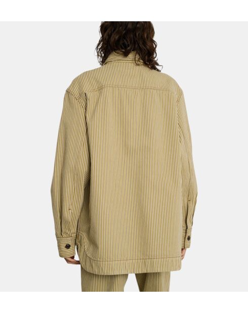 Cadet - Oversized gestreept hemd van beige/ecru katoen