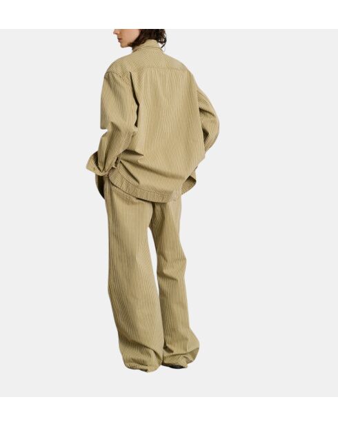 Cadet - Oversized gestreept hemd van beige/ecru katoen