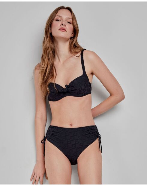 Culotte bikini à  imprimé géométrique noire
