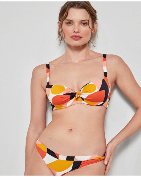 Bas de bikini imprimé géométrique multicolore