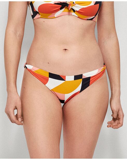 Bas de bikini imprimé géométrique multicolore