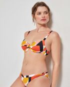 Bas de bikini imprimé géométrique multicolore