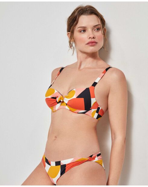 Bas de bikini imprimé géométrique multicolore