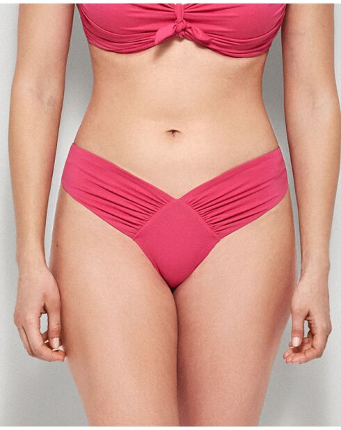 Culotte de bikini brésilien coupe en V fuchsia