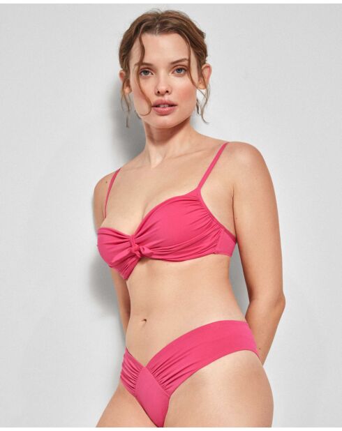 Culotte de bikini brésilien coupe en V fuchsia