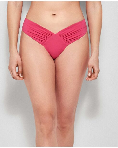 Culotte de bikini brésilien coupe en V fuchsia