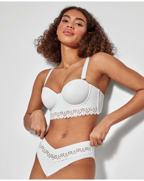 Bas de bikini V blanc