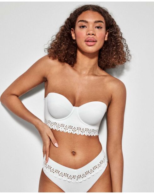 Bas de bikini V blanc