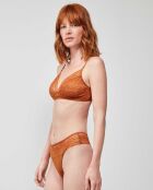 String avec détails de dentelle marron