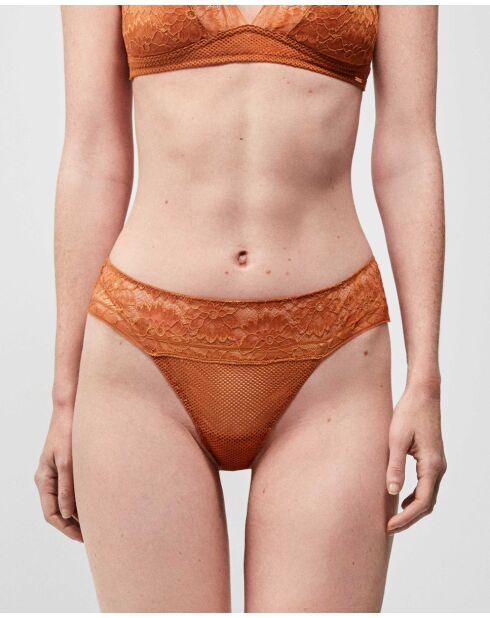 String haute en tissu de dentelle chaudiaire orange