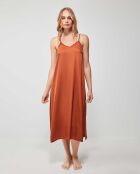 Chemise de nuit longue satin chaudiaire orange