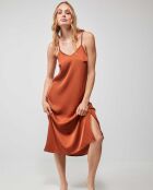 Chemise de nuit longue satin chaudiaire orange