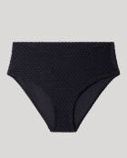 Culotte bikini haute tissu structuré noire