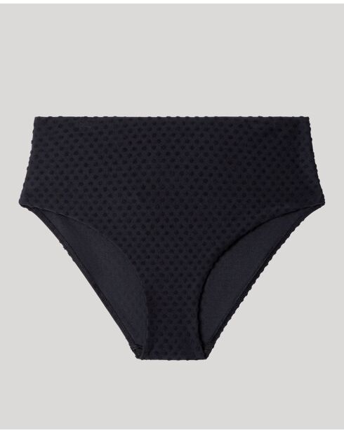 Culotte bikini haute tissu structuré noire