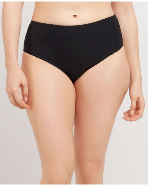 Culotte bikini haute tissu structuré noire
