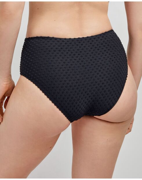 Culotte bikini haute tissu structuré noire