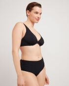 Culotte bikini haute tissu structuré noire