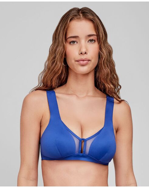 Haut de bikini high tech sans armature bleu