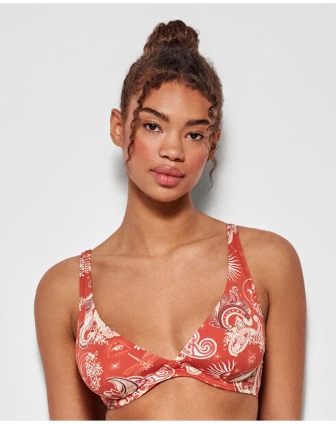Haut de bikini grande taille sans mousse multicolore